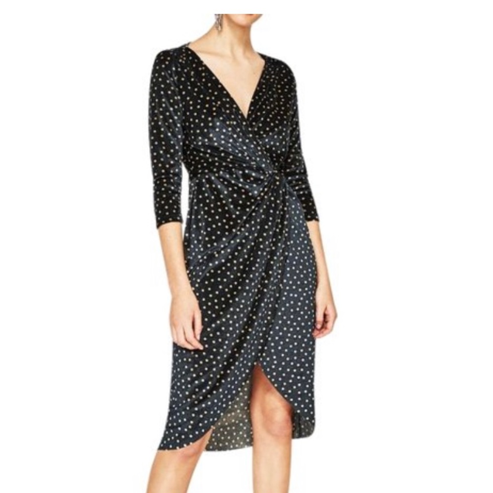 Zara Basic polka dot velvety‎ dress